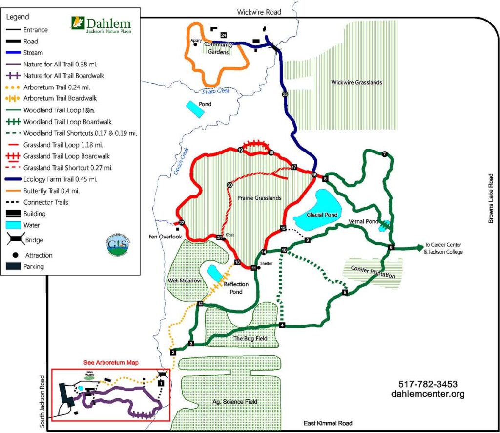 Map of Dahlem Center trails