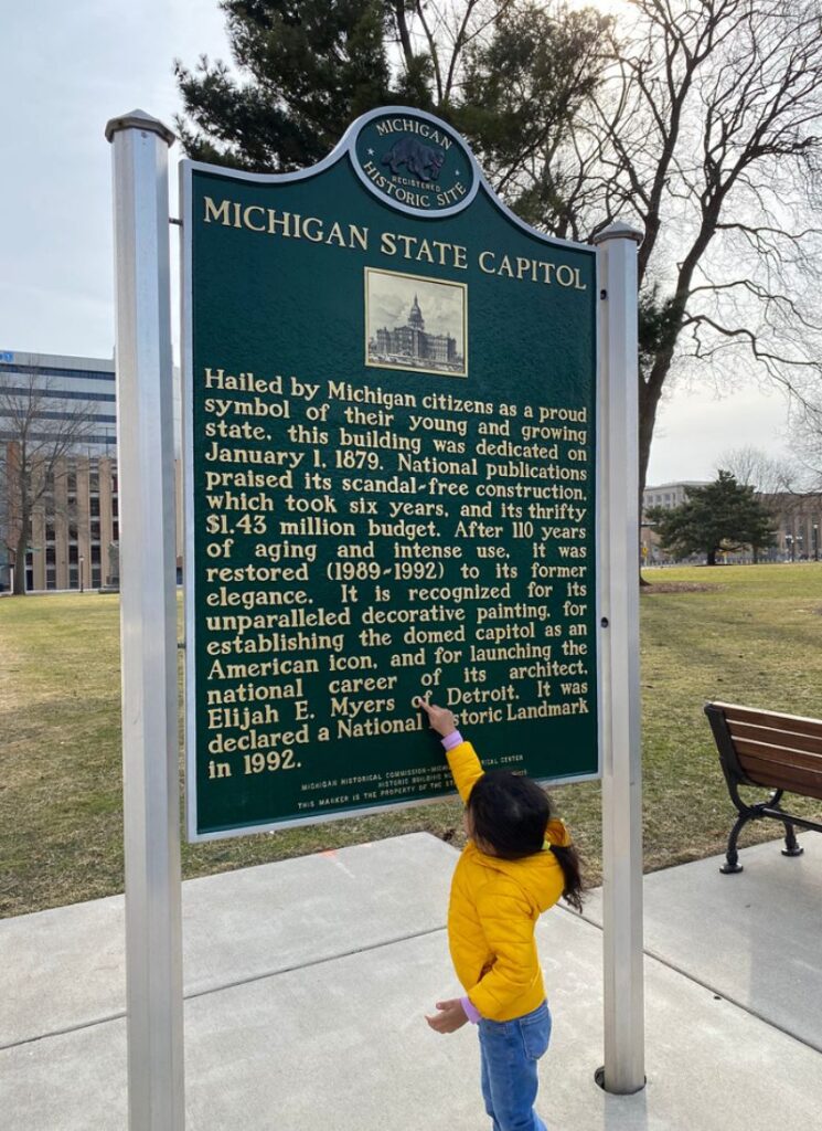 Michigan State Capitol Historical Sign