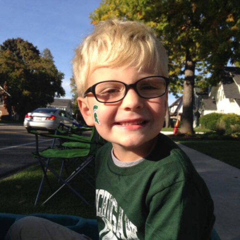 MSU-Tailgating boy in spartan gear