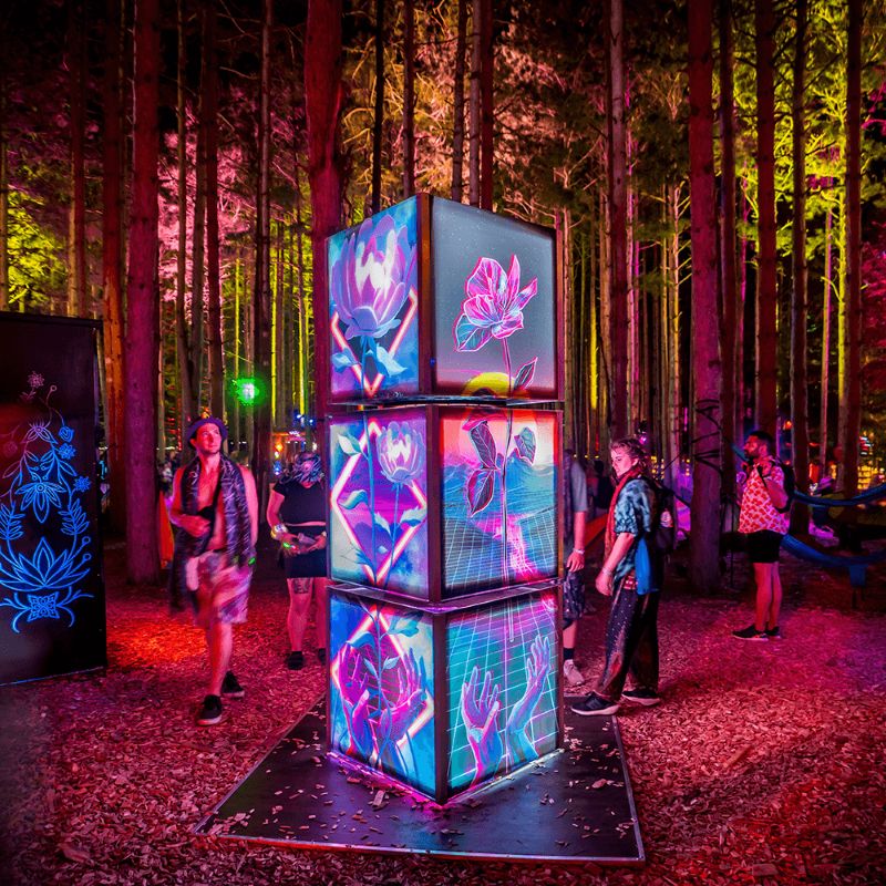 electric forest festival glow art