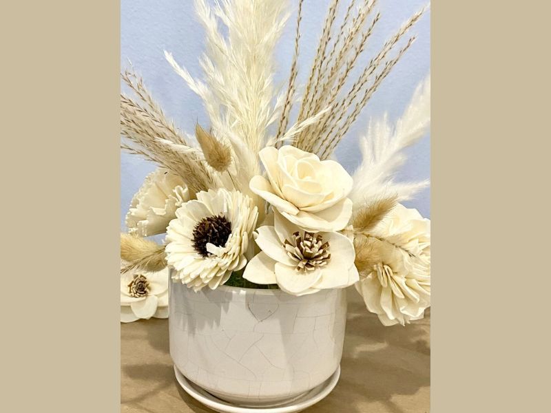 Three Blue Brushes Boho Wood Flowers webpage