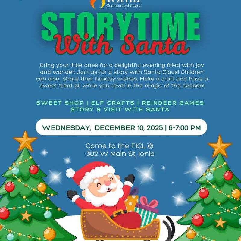 Ionia Library's Storytime with Santa webpage