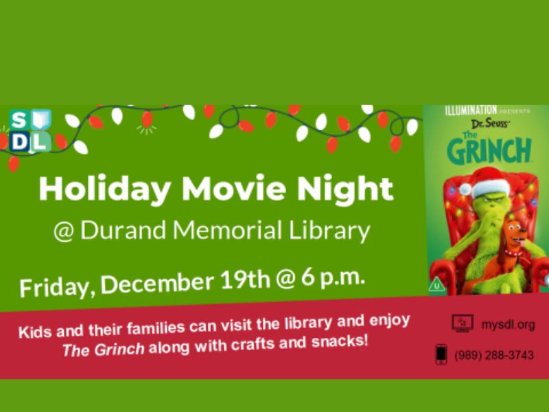 Durand Library Holiday Movie Night webpage