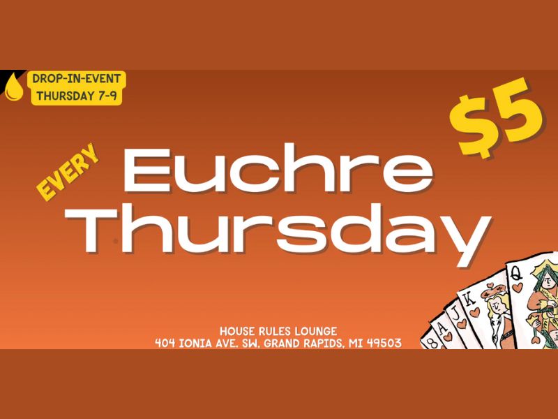 House Rules Board Game Lounge Euchre Night webpage