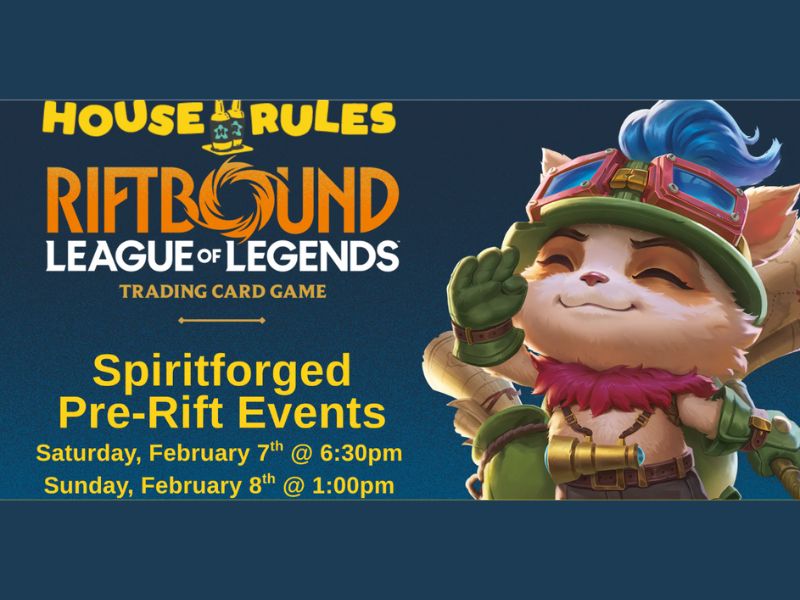 House Rules Board Game Lounge Riftbound Weekend webpage