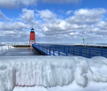 Lake Michigan Lighthouse Charlevoix winter