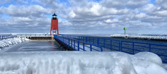 Lake Michigan Lighthouse Charlevoix winter