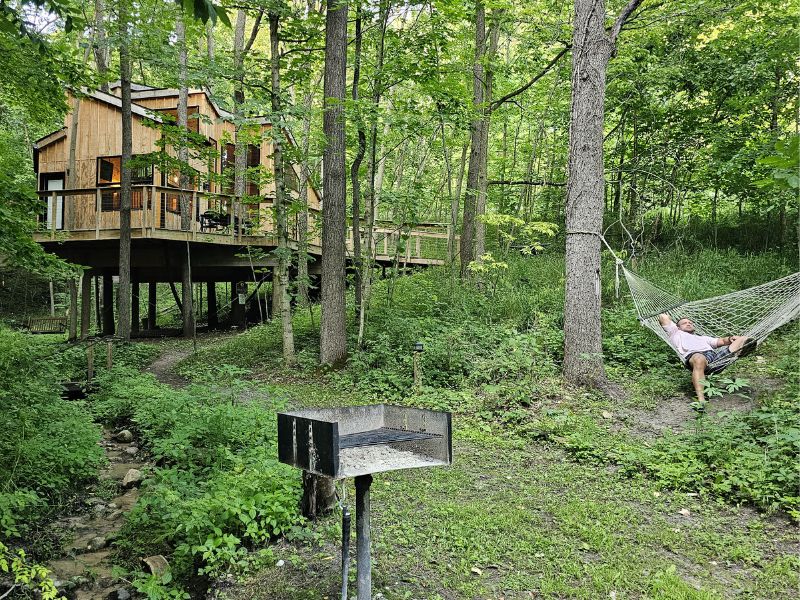 unique places to stay in michigan : tree vistas treehouse