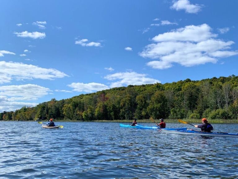 kayaking the central lake water trail through Hanley and Benway Lakes in Michigan