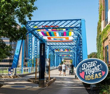 Date Night Grand Rapids Blue Bridge - Canva +artistfish socks