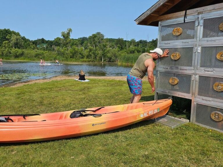 self-serve kayak kiosks at Ellsworth Park in Michigan