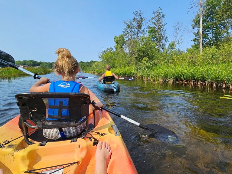 Kayaking with kids grass river natural area in Michigan