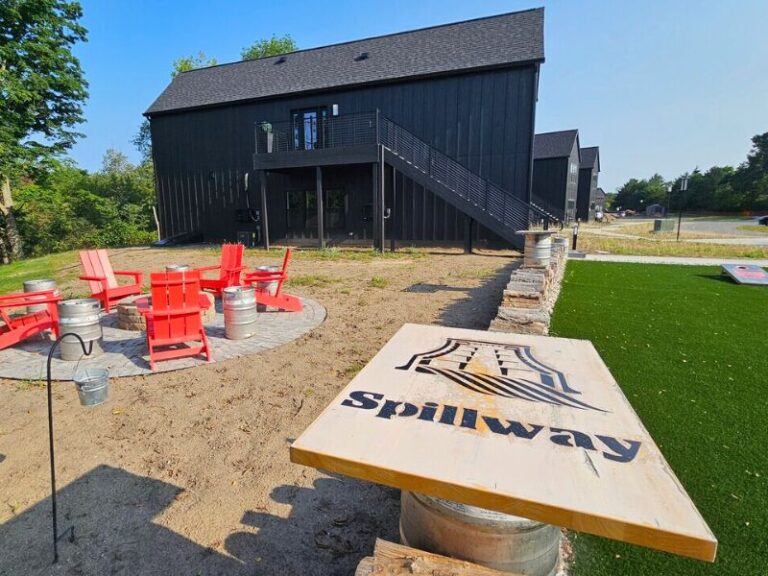 Games and Fire Pit at Spillway Lodges in Bellaire Michigan