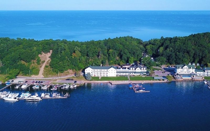 portage point resort aerial view