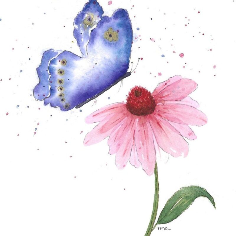Submission Spruced Studio Coneflowers Butterflies Painting