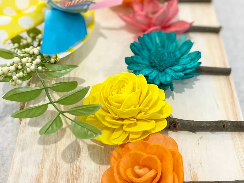 Three Blue Brushes Summer Wood Floral Art Webpage