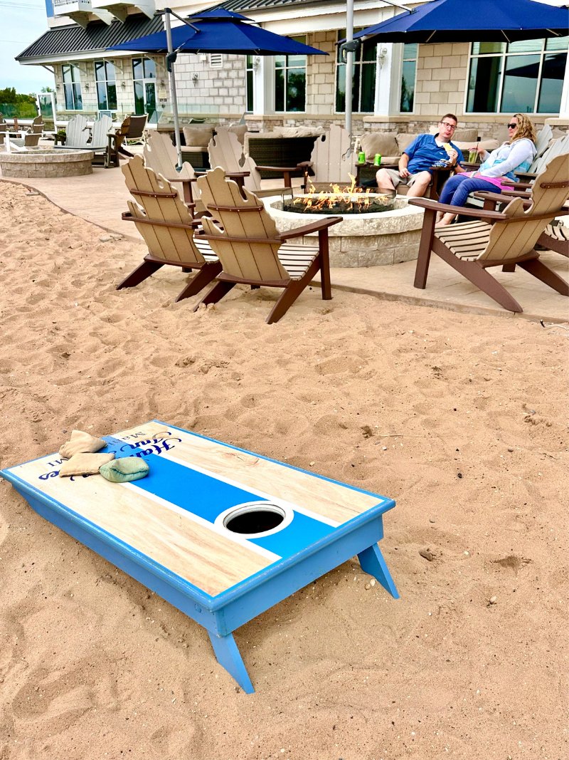 Fire Pits and Yard Games at Hampton Inn Manistee