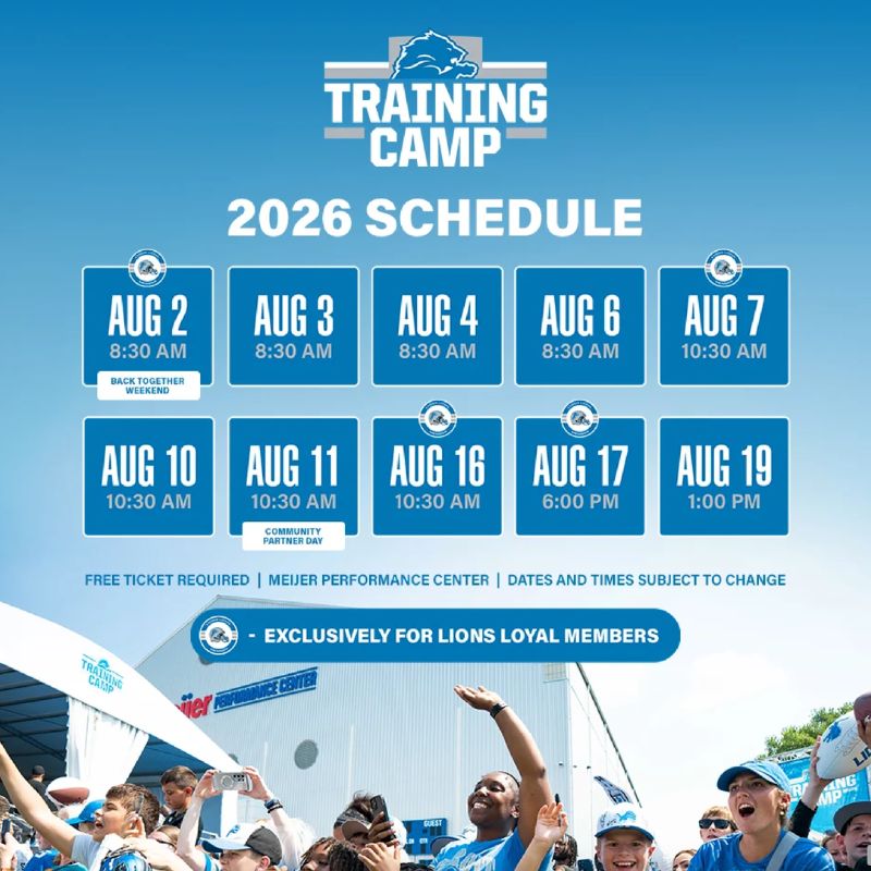 Lions Training Camp Schedule Lions Webpage