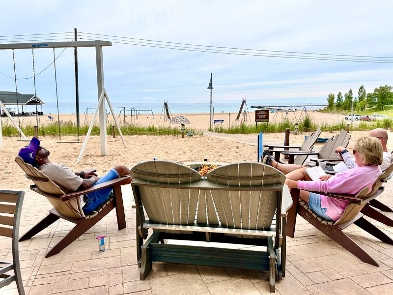 Relaxing on the Patio, Manistee Hampton Inn