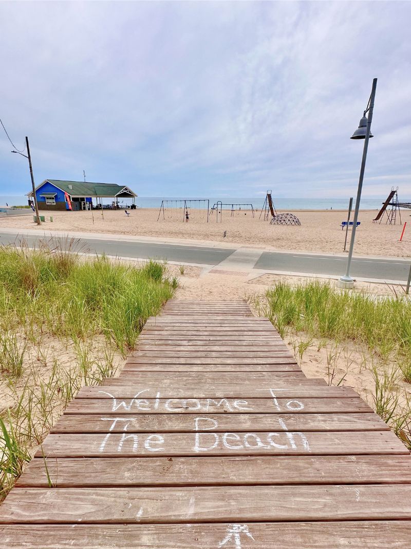 Wooden Boardwalk View From Hampton Inn Manistee