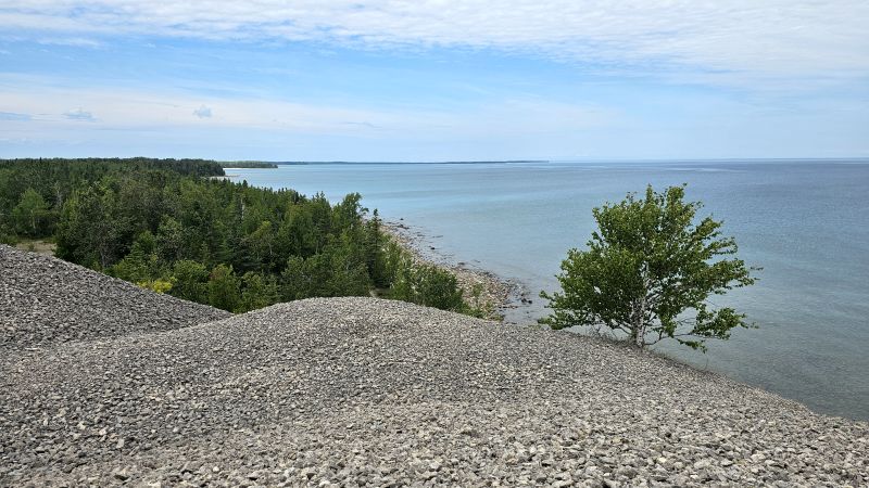 Rockport State Park giant rock pile overlooking water Ver