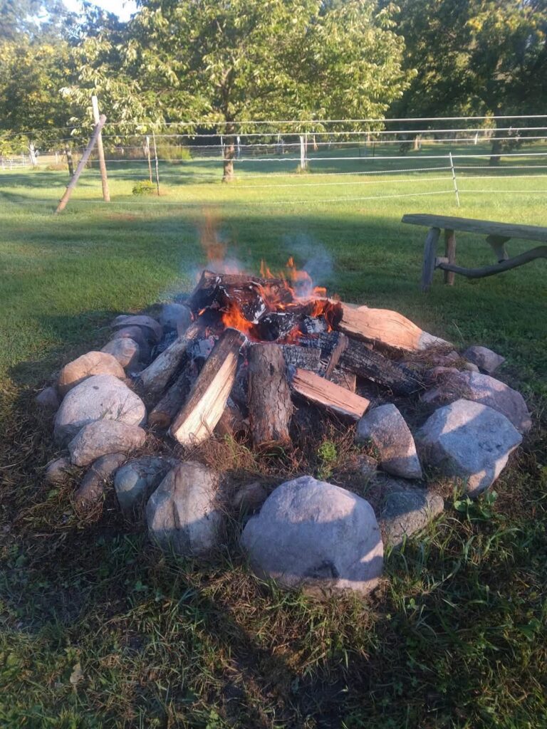 Fire for roasting chestnuts at LaFever Farm